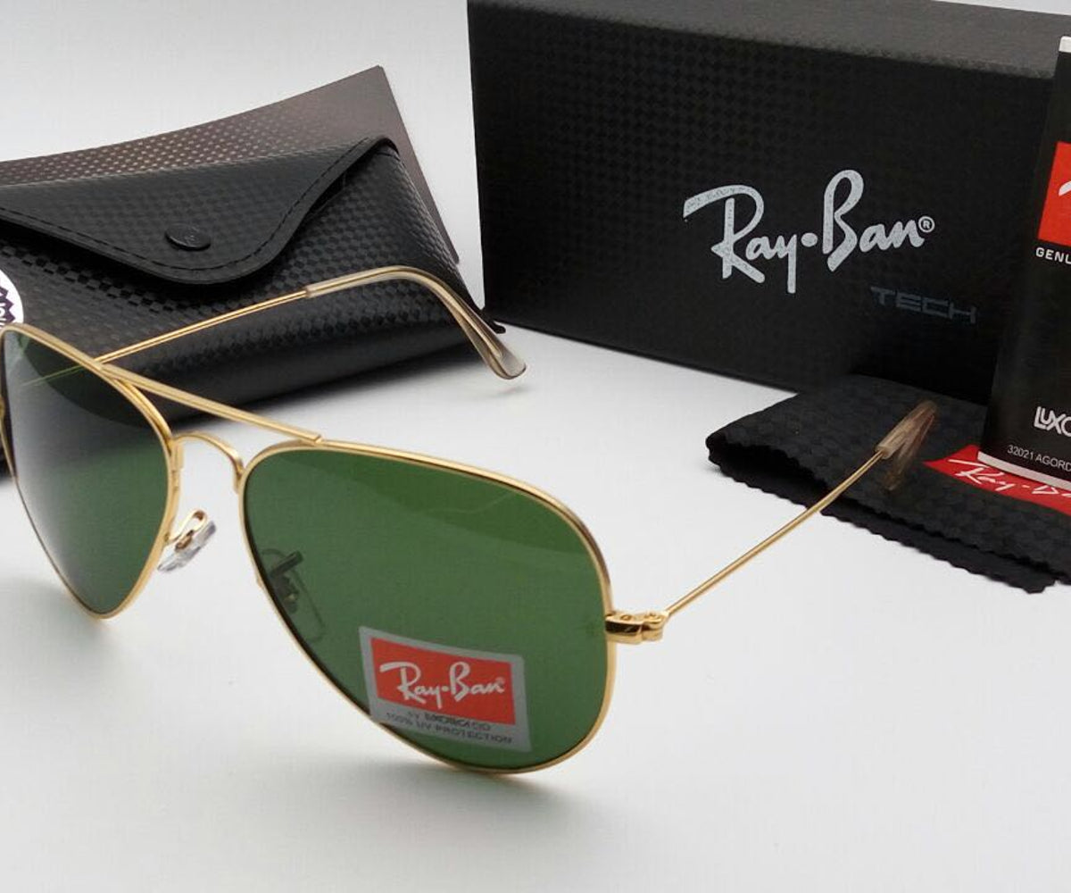 Ray-Ban New Arrival Green & Gold 3026 Oval Model Master Pcs Sunglasses For Men.
