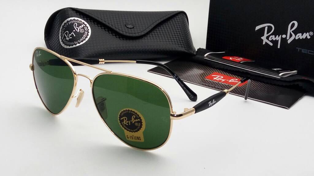 Ray-Ban Stylish New Oval Shape Green & Gold 3517 Sunglasses For Men.
