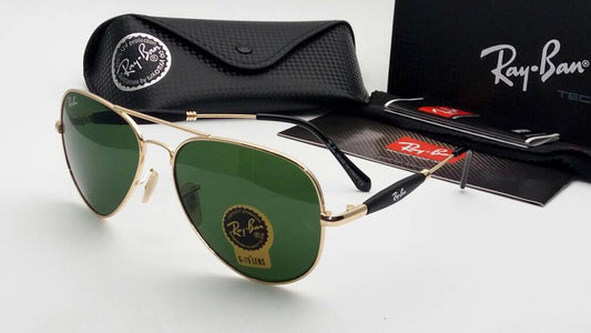 Ray-Ban Stylish New Oval Shape Green & Gold 3517 Sunglasses For Men.