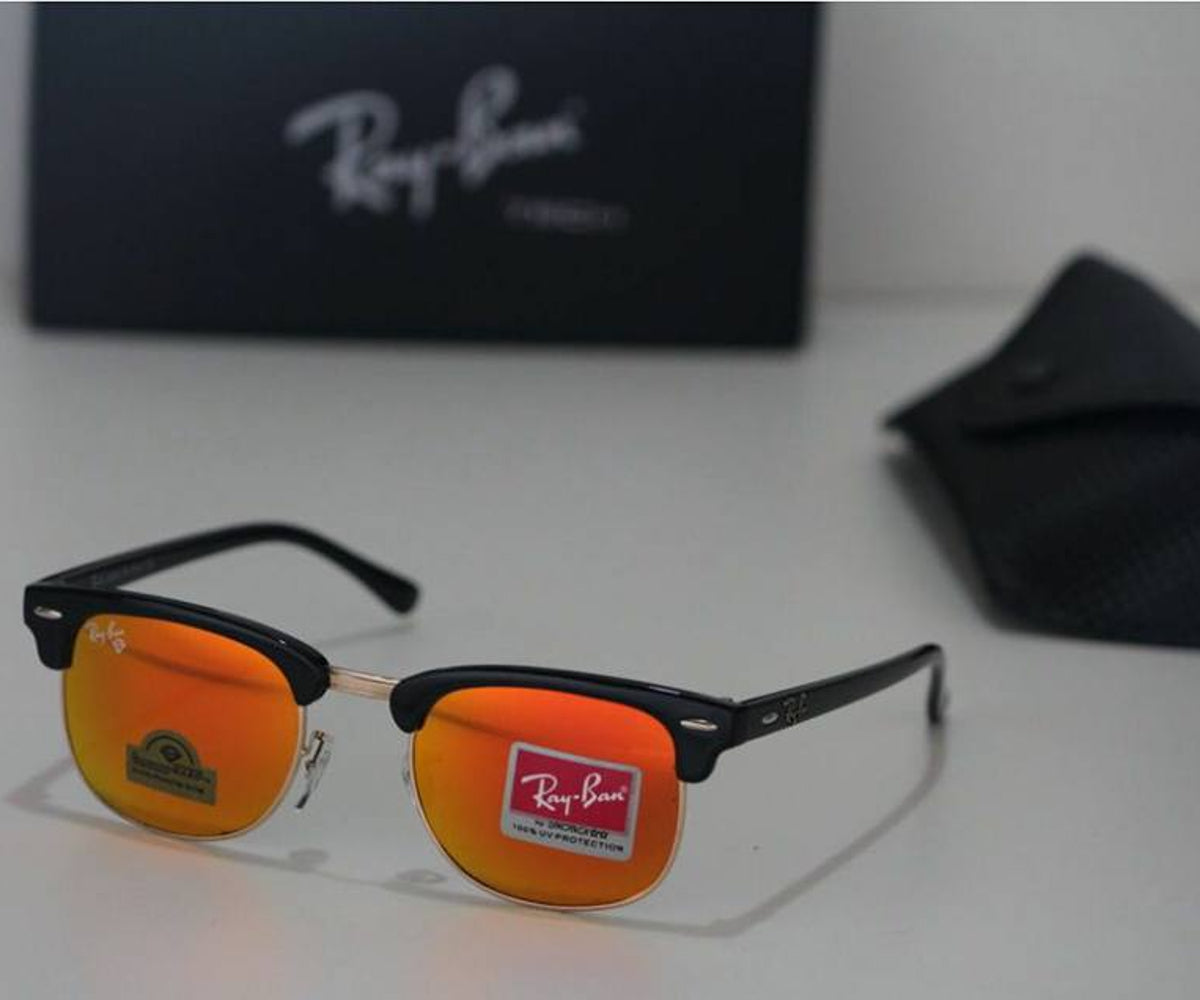 Ray-Ban RB Unique Design Club-Master Orange & Black 3016 Master Pcs Sunglasses For Men and Women.