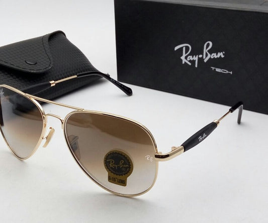 RB Ray-Ban New Design Brown Shade & Gold 3517 Oval Trendy Hot Favorite Master Pcs Sunglass For Men.