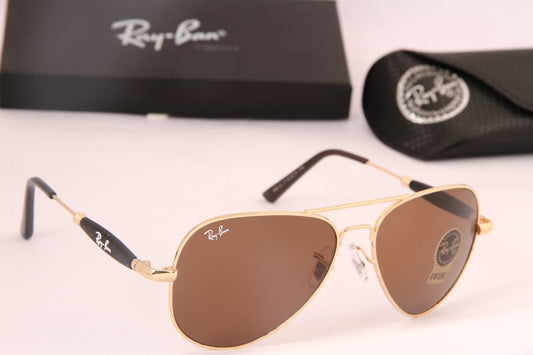 Ray-Ban Stylish New Oval Shape Brown & Gold 3517 Sunglasses For Men.