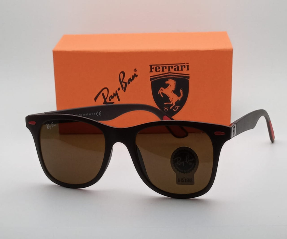 Ray-Ban New Arrival Fancy Brown & Black Square 4195 Master Pcs Sunglasses For Men.