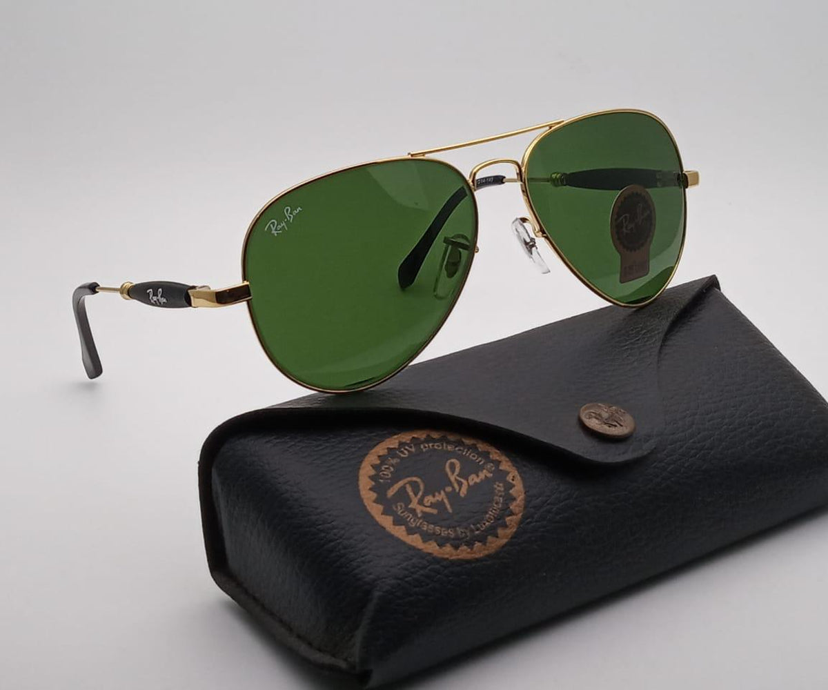RB New Stylish Design Green & Gold 3517 Unique Model Master Pcs Sunglasses For Men and Women.