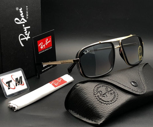 RB (Ray-Ban) New Stylish Black & Gold 4413 Square Causal Latest Master Pcs Sunglass For Unisex.