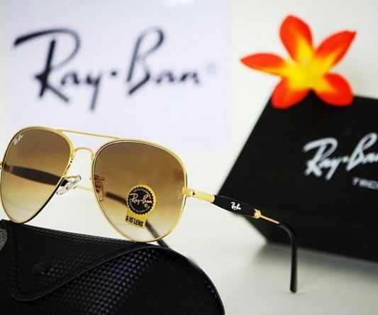 RB Ray-Ban New Fashion Arrival Brown Shade & Gold 3517 Oval Trendy Hot Favorite Master Pcs Sunglasses For Everyone.